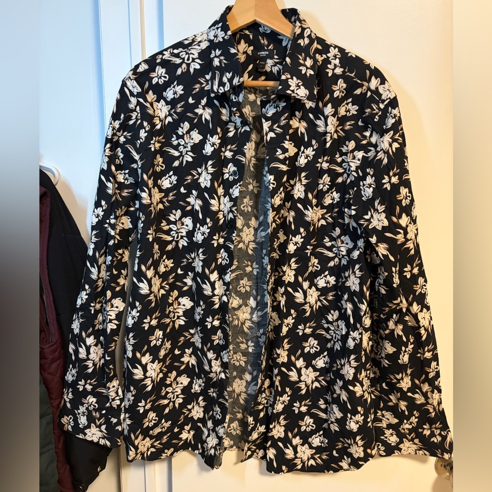 Express Black and White Floral Blazer